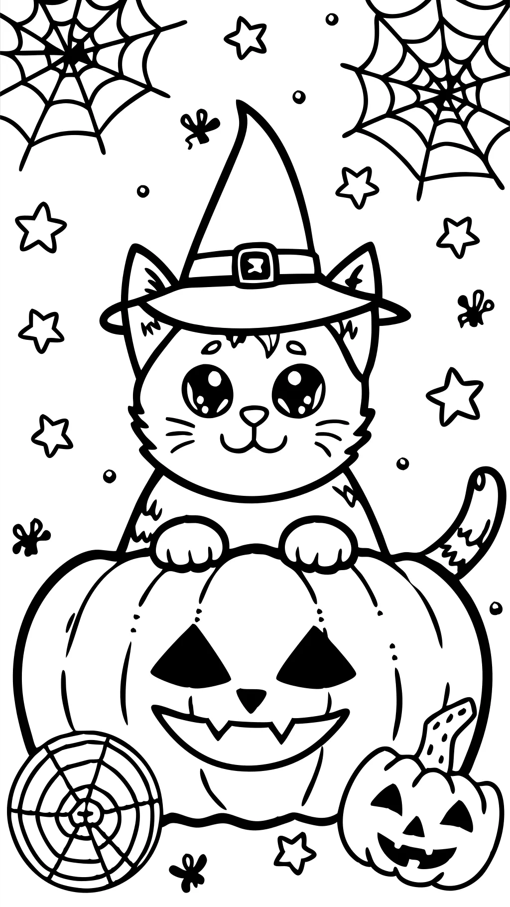 página de color de gato de Halloween